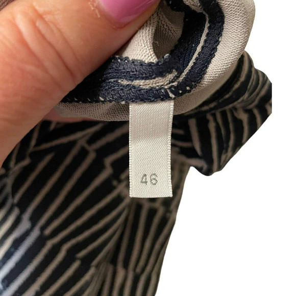 Max Mara Navy Blue Cream Knee Length Dress with Leather Belt IT 46 US Size 10 - Picture 12 of 13